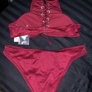 Burgundy bathing suit